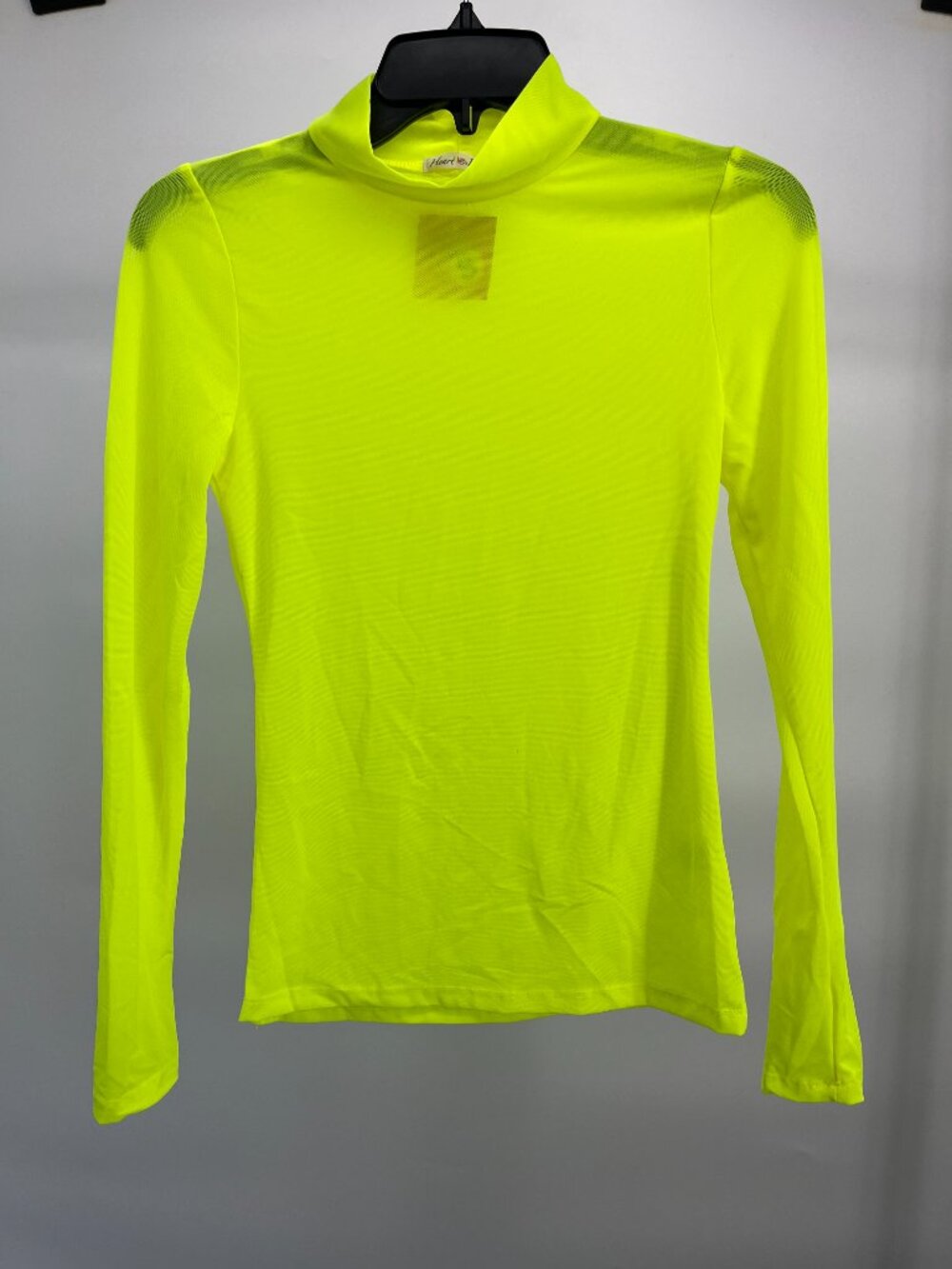 Women's Top- Heart & Hips by Dressed in LALA Yellow Long Sleeve Sheer Turtleneck
